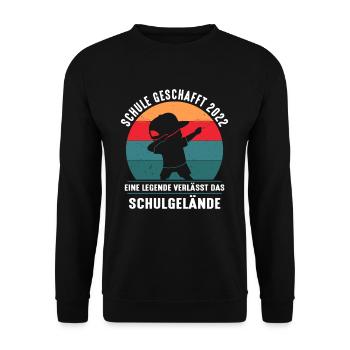 Schule geschafft 2022 Legende Schulabschluss - Unisex Pullover - Schwarz - Vorne - Alina (178cm) & Michal (187cm)