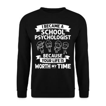 Schulpsychologe Schulpsychologie Psychologie - Unisex Pullover - Schwarz - Vorne - Alina (178cm) & Michal (187cm)
