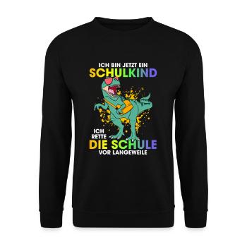 Ich Bin Jetzt Ein Schulkind Ich Rette Die Schule - Unisex Pullover - Schwarz - Vorne - Alina (178cm) & Michal (187cm)