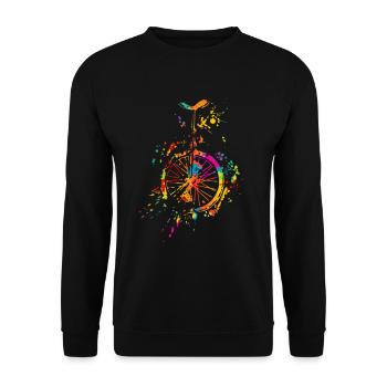Einrad Akrobat Einradfahrerin Retro Vintage Einrad - Unisex Pullover - Schwarz - Vorne - Alina (178cm) & Michal (187cm)