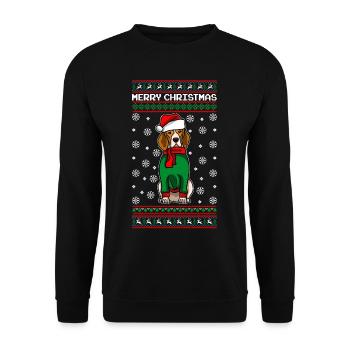 Chien Beagle avec pull de Noël moche - Sweat-shirt Unisexe - noir - Devant - Alina (178cm) & Michal (187cm)