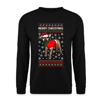 Christmas Antelope Merry Christmas - Unisex Sweatshirt - black - Front - Alina (178cm) & Michal (187cm)