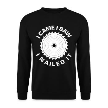 Schreiner Sägen Nageln Spruch - Unisex Pullover - Schwarz - Vorne - Alina (178cm) & Michal (187cm)