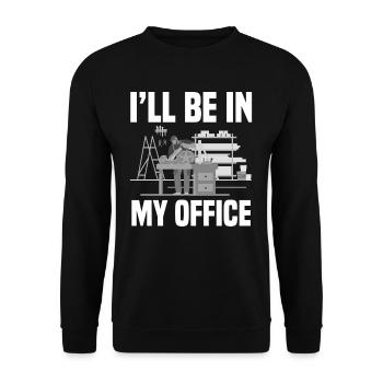 Holzarbeiter Büro - Unisex Pullover - Schwarz - Vorne - Alina (178cm) & Michal (187cm)