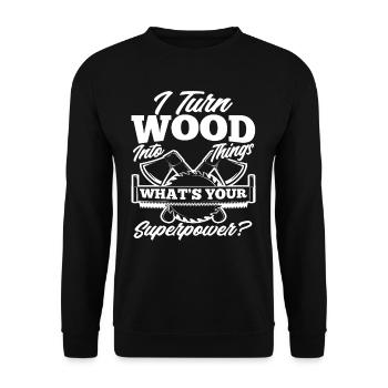 Charpentier menuisier Ébénisterie Dicton - Sweat-shirt Unisexe - noir - Devant - Alina (178cm) & Michal (187cm)