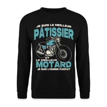 Le meilleur pâtissier et le meilleur motard - Sweat-shirt Unisexe - noir - Devant - Alina (178cm) & Michal (187cm)