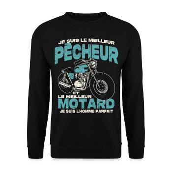Le meilleur pêcheur et le meilleur motard - Sweat-shirt Unisexe - noir - Devant - Alina (178cm) & Michal (187cm)