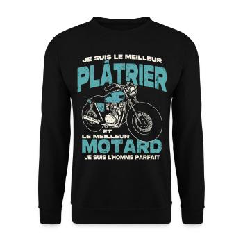 Le meilleur plâtrier et le meilleur motard - Sweat-shirt Unisexe - noir - Devant - Alina (178cm) & Michal (187cm)