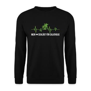 Mein Herz schlägt für Calatheas Herzschlag Pflanze - Unisex Pullover - Schwarz - Vorne - Alina (178cm) & Michal (187cm)