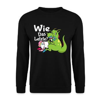 Drachen Wie Das Letzte Einhorn frisst Drache - Unisex Pullover - Schwarz - Vorne - Alina (178cm) & Michal (187cm)