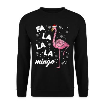 Falalalamingo Flamingo Weihnachtslichter Flamingo - Unisex Pullover - Schwarz - Vorne - Alina (178cm) & Michal (187cm)