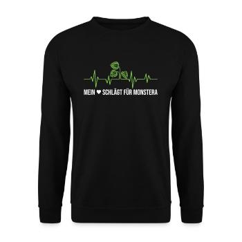 My heart beats for Monstera heartbeat plant - Unisex Sweatshirt - black - Front - Alina (178cm) & Michal (187cm)