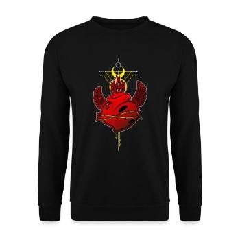 Burning Heart Tribal Tattoo Géométrie sacrée - Sweat-shirt Unisexe - noir - Devant - Alina (178cm) & Michal (187cm)