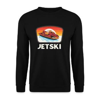 Jetski Wassersport Retro Jetskifahren - Unisex Pullover - Schwarz - Vorne - Alina (178cm) & Michal (187cm)