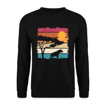 Hyène vintage - Sweat-shirt Unisexe - noir - Devant - Alina (178cm) & Michal (187cm)