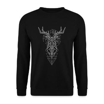 Hirsch Polygon - Unisex Pullover - Schwarz - Vorne - Alina (178cm) & Michal (187cm)