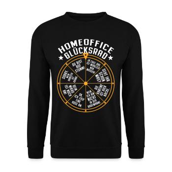 Homeoffice Glücksrad Büro Heimarbeit Home Office - Unisex Pullover - Schwarz - Vorne - Alina (178cm) & Michal (187cm)
