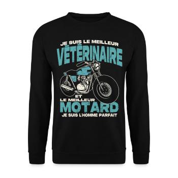 Le meilleur vétérinaire et le meilleur motard - Sweat-shirt Unisexe - noir - Devant - Alina (178cm) & Michal (187cm)
