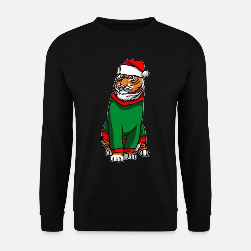 Tiger with Christmas Sweater - Unisex Sweatshirt - black