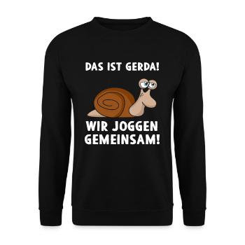 Das Ist Gerda Wir Joggen Gemeinsam - Unisex Pullover - Schwarz - Vorne - Alina (178cm) & Michal (187cm)