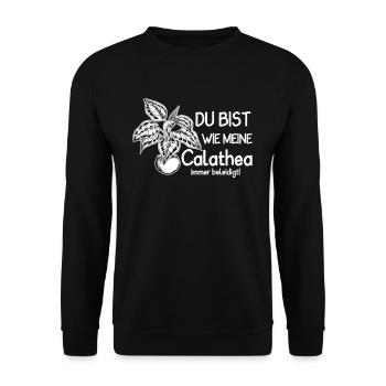 Du bist wie meine Calathea immer beleidigt - Unisex Pullover - Schwarz - Vorne - Alina (178cm) & Michal (187cm)
