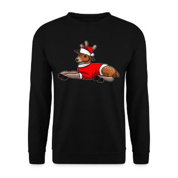 Reh Weihnachtsmütze - Unisex Pullover - Schwarz - Vorne - Alina (178cm) & Michal (187cm)