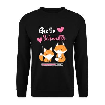Große Schwester Lädt - Unisex Pullover - Schwarz - Vorne - Alina (178cm) & Michal (187cm)