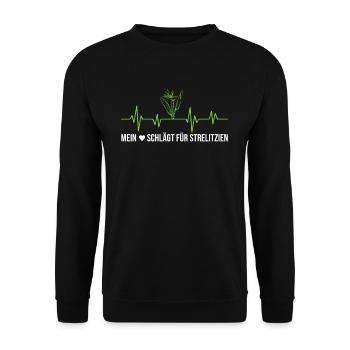 My heart beats for Strelizien heartbeat - Unisex Sweatshirt - black - Front - Alina (178cm) & Michal (187cm)