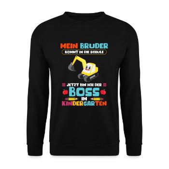 Mon frère vient à l’école Maintenant je suis patron - Sweat-shirt Unisexe - noir - Devant - Alina (178cm) & Michal (187cm)