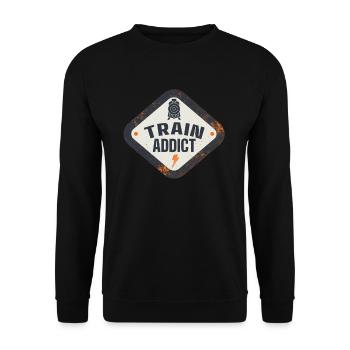 Eisenbahn Verrückt Eisenbahner Eisenbahnliebhaber - Unisex Pullover - Schwarz - Vorne - Alina (178cm) & Michal (187cm)