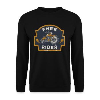 Free Rider Moto Vintage Biker - Sweat-shirt Unisexe - noir - Devant - Alina (178cm) & Michal (187cm)