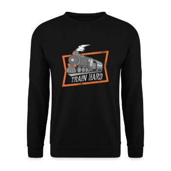 Dampflok Lokomotive Eisenbahnliebhaber Lover - Unisex Pullover - Schwarz - Vorne - Alina (178cm) & Michal (187cm)