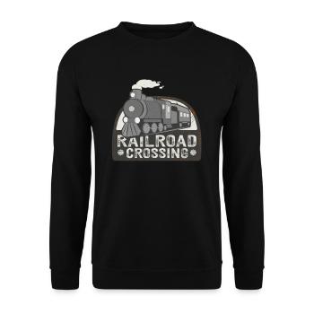 Eisenbahn Kreuzung Eisenbahnliebhaber Lokomotive - Unisex Pullover - Schwarz - Vorne - Alina (178cm) & Michal (187cm)