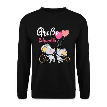 Big Sister 2023 Mouse Balloon Baby Party - Sweat-shirt Unisexe - noir - Devant - Alina (178cm) & Michal (187cm)