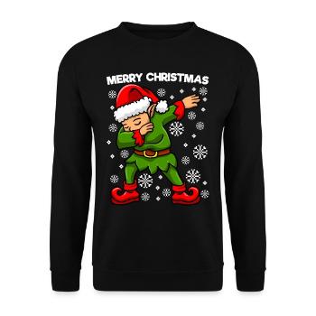 Dabbing Elf Christmas Elf - Unisex Sweatshirt - black - Front - Alina (178cm) & Michal (187cm)
