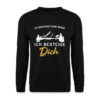 Ich Besteige Keine Berge Ich Besteige Dich - Unisex Pullover - Schwarz - Vorne - Alina (178cm) & Michal (187cm)