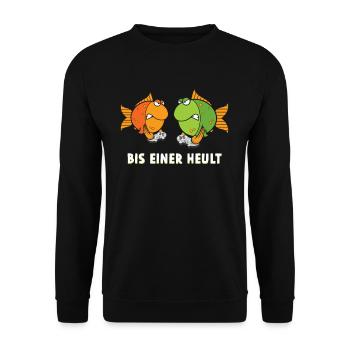 Bis Einer Heult Gamer Fisch - Unisex Pullover - Schwarz - Vorne - Alina (178cm) & Michal (187cm)