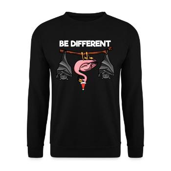 Be Different Flamingo Bat Santa Claus - Unisex Sweatshirt - black - Front - Alina (178cm) & Michal (187cm)