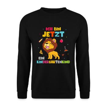 I am now a kindergarten child Leo - Unisex Sweatshirt - black - Front - Alina (178cm) & Michal (187cm)
