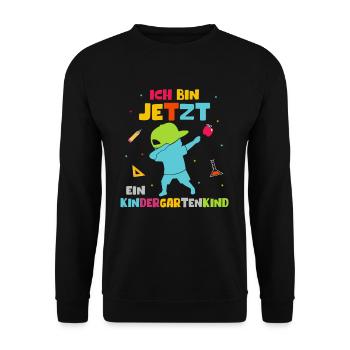 Ich bin jetzt ein Kindergartenkind Dabbing Junge - Unisex Pullover - Schwarz - Vorne - Alina (178cm) & Michal (187cm)