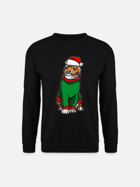 Tigre avec pull de Noël - Sweat-shirt Unisexe - noir