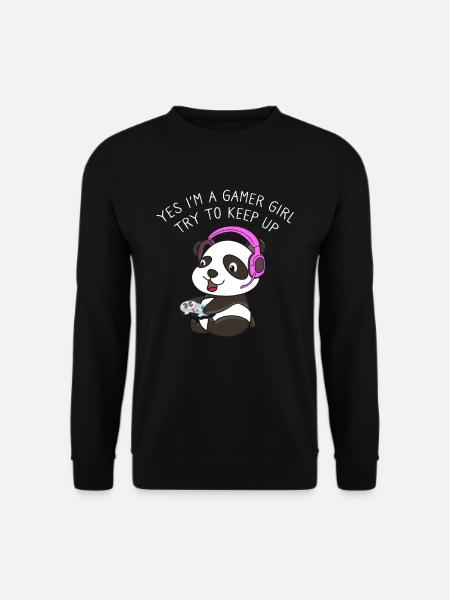 Yes I'm A Gamer Girl Try To Keep Up Gamer Panda - Unisex Sweatshirt - black