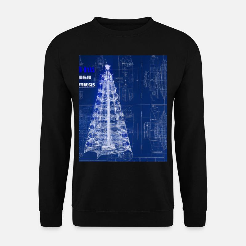 Christmas Christmas Tree Schematic Blueprint - Unisex Sweatshirt - black
