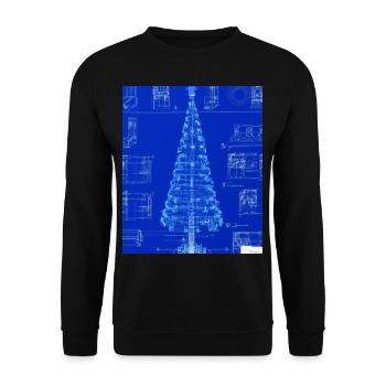 Weihnachten Weihnachtsbaum Schematic Blaupause - Unisex Pullover - Schwarz - Vorne - Alina (178cm) & Michal (187cm)