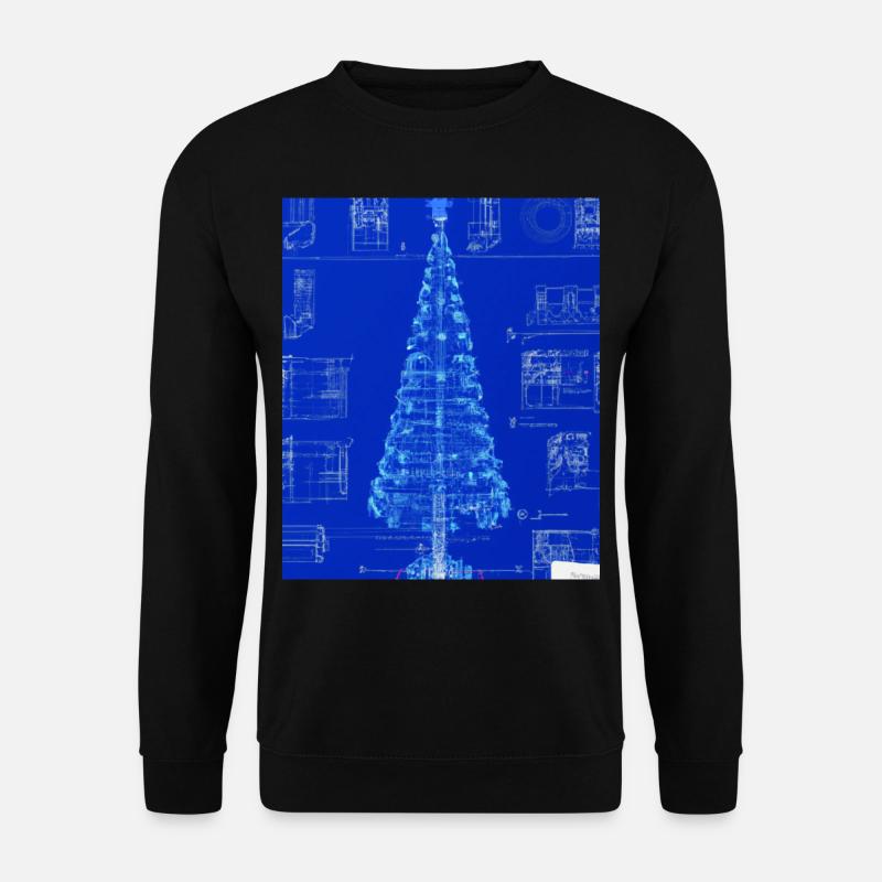Christmas Christmas Tree Schematic Blueprint - Unisex Sweatshirt - black