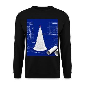 Weihnachten Weihnachtsbaum Schematic Blaupause - Unisex Pullover - Schwarz - Vorne - Alina (178cm) & Michal (187cm)