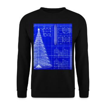 Weihnachten Weihnachtsbaum Schematic Blaupause - Unisex Pullover - Schwarz - Vorne - Alina (178cm) & Michal (187cm)