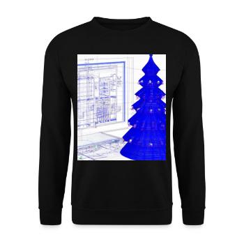 Weihnachten Weihnachtsbaum Schematic Blaupause - Unisex Pullover - Schwarz - Vorne - Alina (178cm) & Michal (187cm)