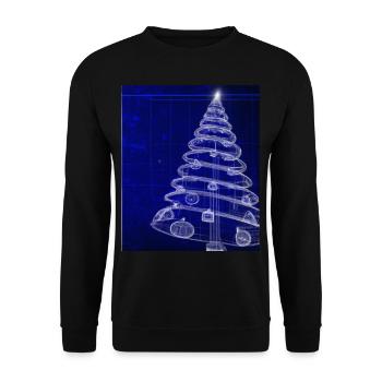 Weihnachten Weihnachtsbaum Schematic Blaupause - Unisex Pullover - Schwarz - Vorne - Alina (178cm) & Michal (187cm)