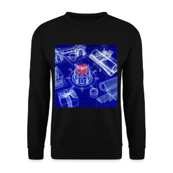Weihnachten Weihnachtsbaum Schematic Blaupause - Unisex Pullover - Schwarz - Vorne - Alina (178cm) & Michal (187cm)